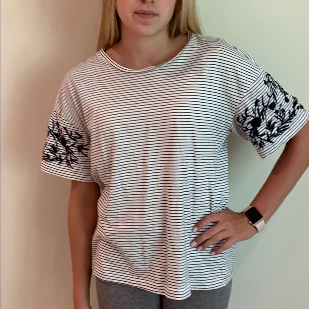 Striped and floral tee